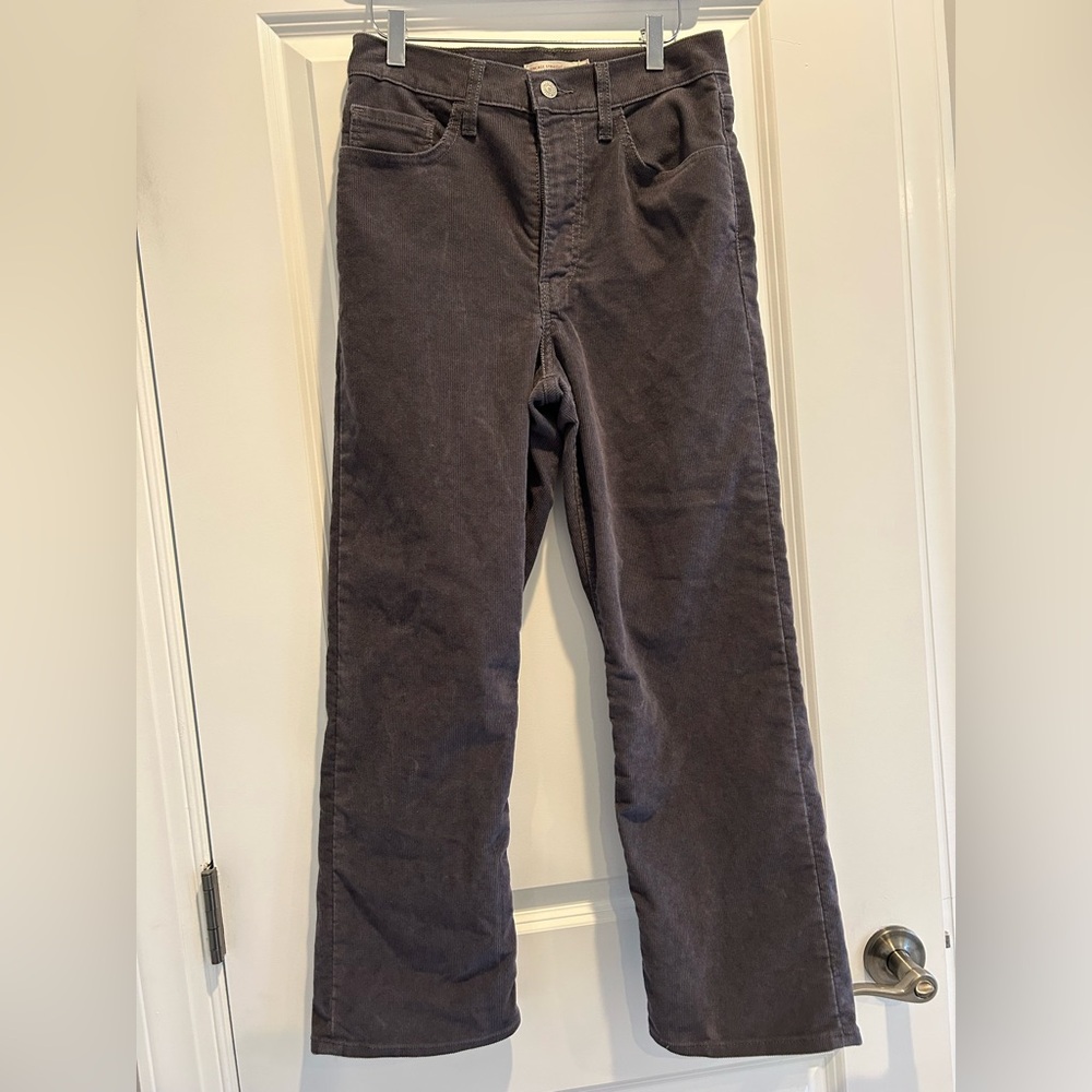 Levi’s Grey Ribcage High Rise Straight Leg Ankle Corduroy Pants